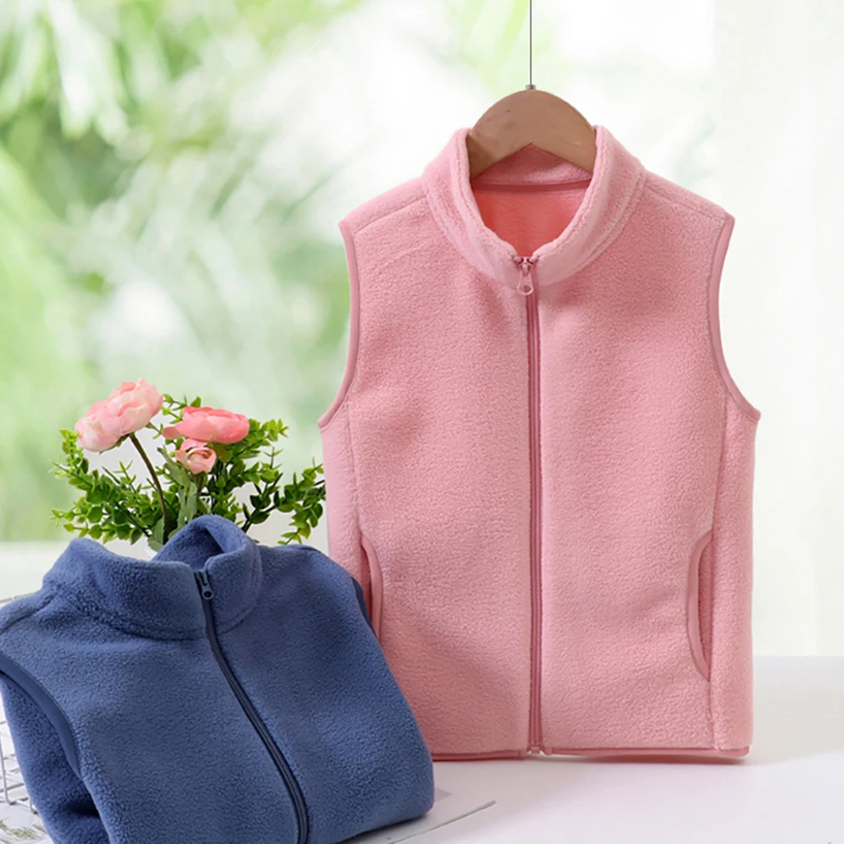 Kids Winter Vest Fleece Thermal Lined Outerwear Boy Girl Sleeveless Jacket Warm Thicken Waistcoat Children Unisex Autumn Clothes