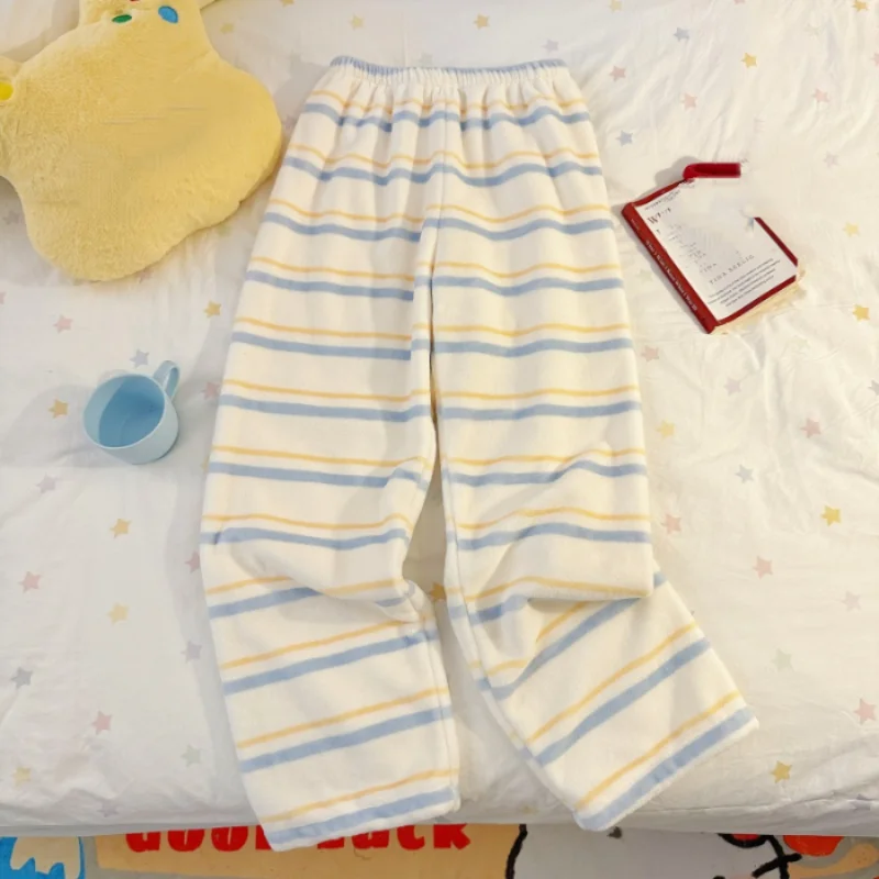 فتاة المرجان الصوف بنطلون بيجاما الخريف والشتاء لطيف رشاقته فضفاض طالب الدفء الحد الأدنى موضة المنزل السراويل الدوبامين الساخن