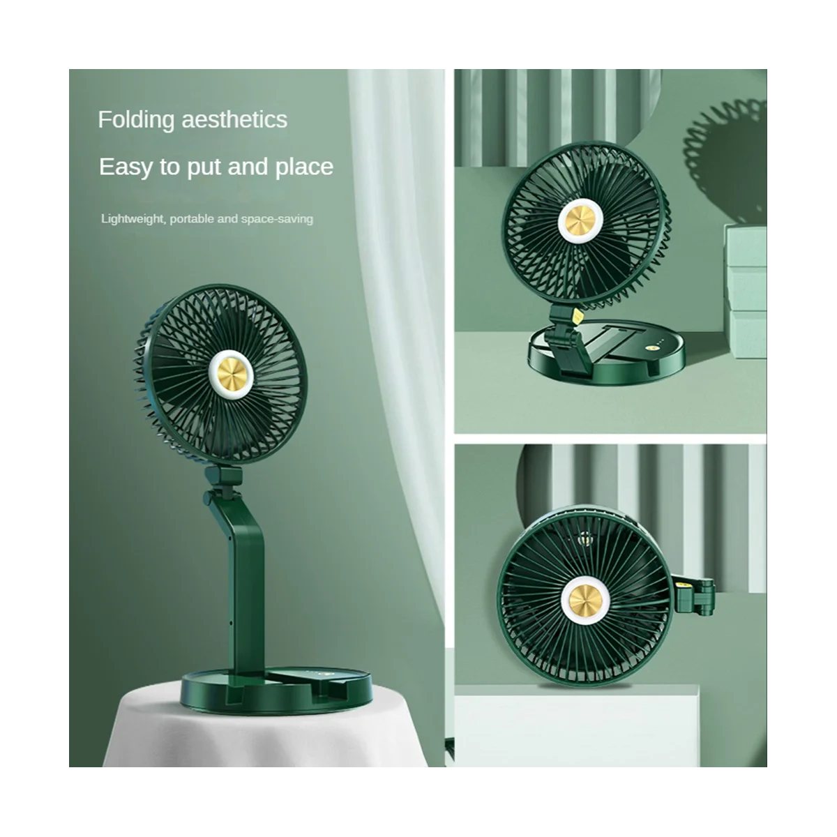 Desktop Lamp Fan Foldable Retractable Small Fan Mini Portable Charging USB Home Low Noise Mini Electric Fan 5200MAh-C