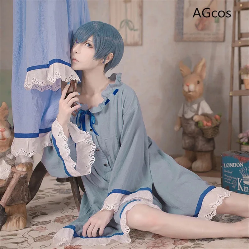 

AGCOS Black Butler Ciel Phantomhive Cosplay Costume Woman Lovely Dress Ciel Phantomhive Pajamas Nightdress Sleepwear