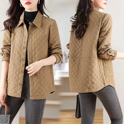 Plus Size 4XL Women's Cardigan Cotton-padded Jacket Coat Autumn And Winter 2023 New Fashion Loose Warm Rhombic Lattice jacket