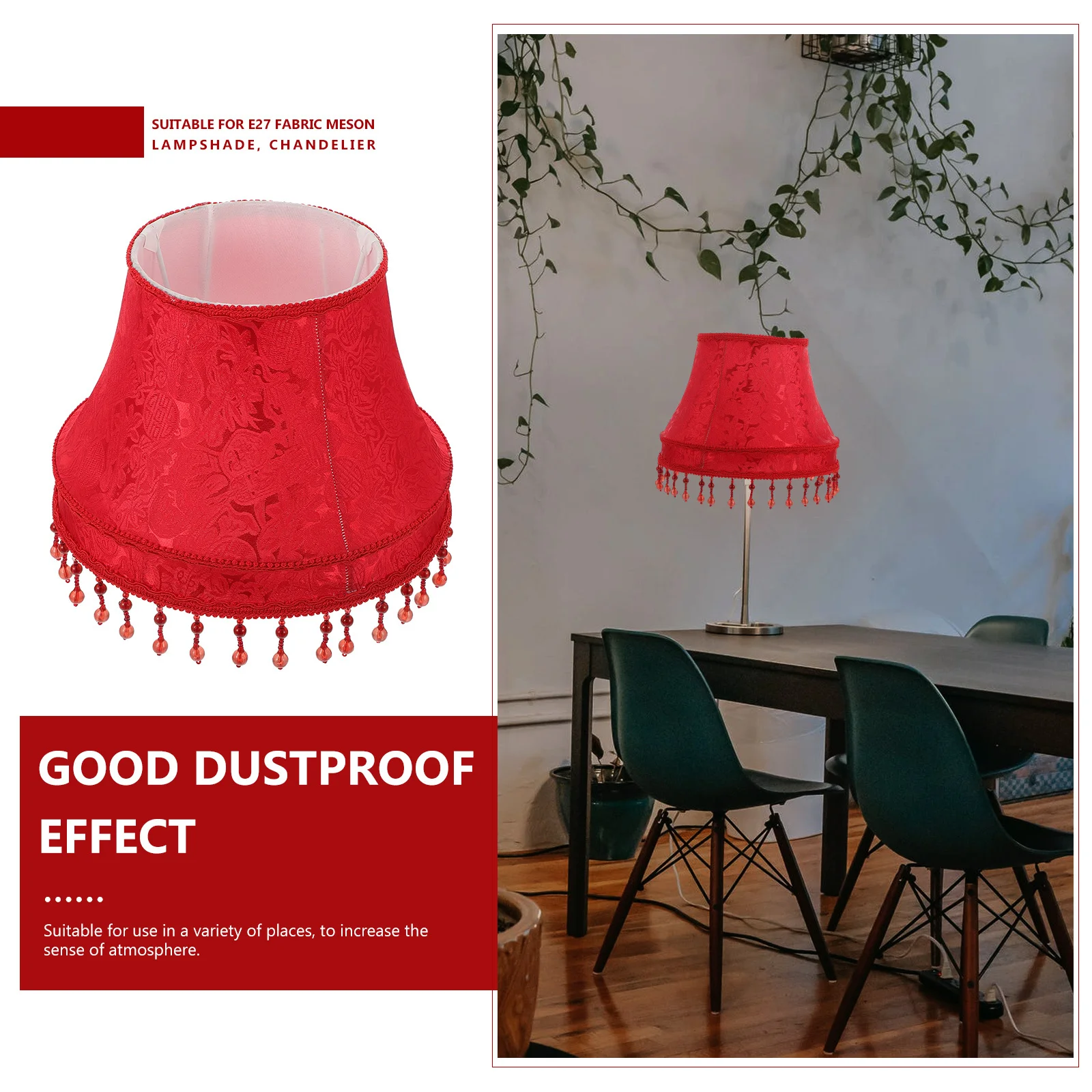 

1Pcs Retro Cloth Lampshade European Vintage Style Durable Hanging Beads Lamp Cover Table Floor Light Accessory Decorative Lamp