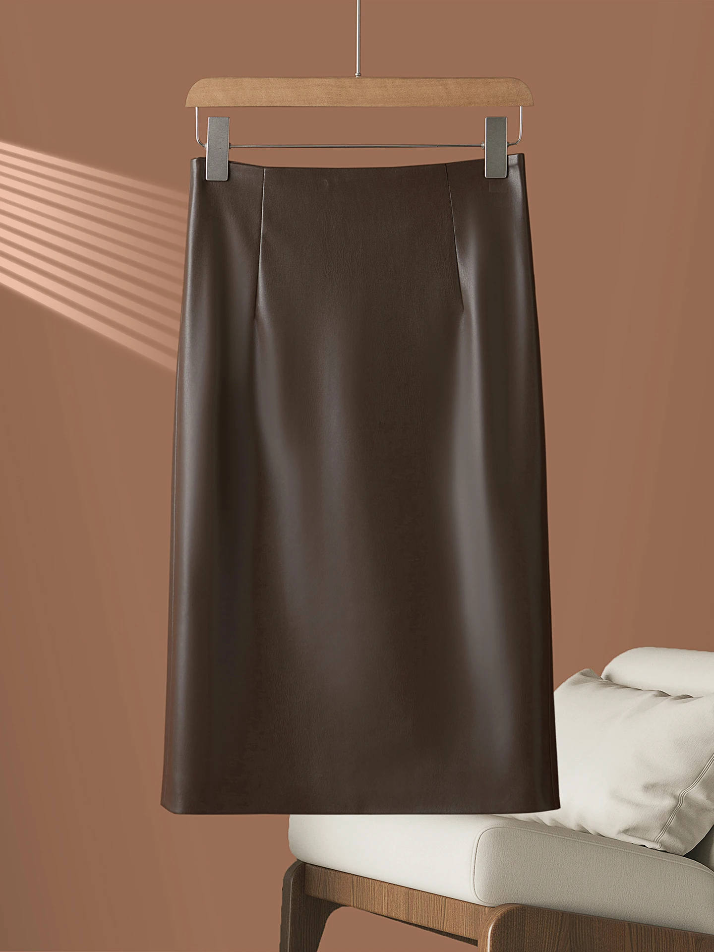 

Ele High Waist eepskin Skirt Women's Fitted Skirt Spring Autumn Season Genuine Leather Skirt Slimming Effect