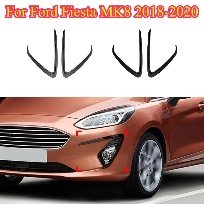 

NONGSHI for Ford Fiesta MK8 2018-20 Front Bumper Fog Lamp Wind Knife Spoiler 1Pair Car Fog Lamp Trim Cover Fog Light Eyebrow