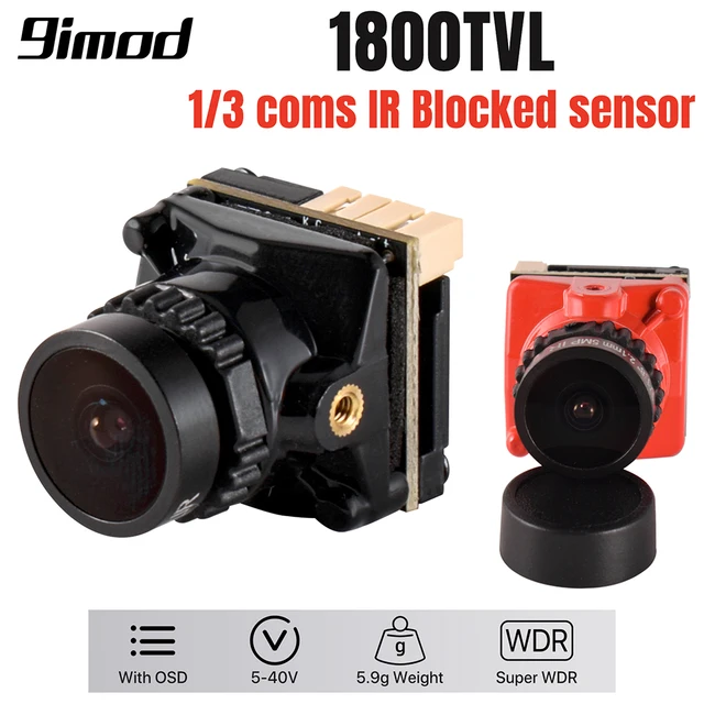 Kamera FPV 9IMOD 1800TVL 5MP 2.1mm 1/3 coms z blokadą IR ​   Czujnik 5V-40V NTSC/PAL z OSD Wewnętrznym do Drona Wyścigowego RC FPV Część DIY