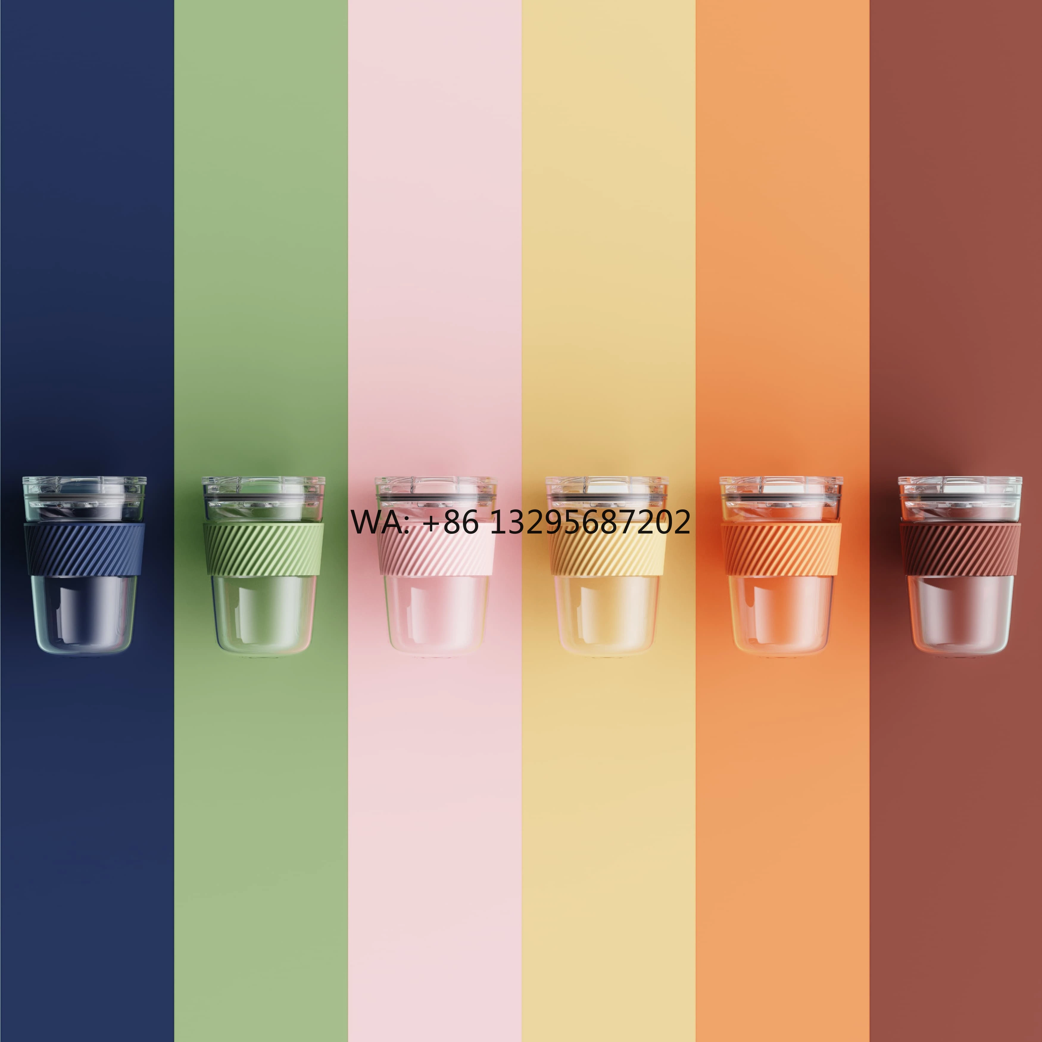 

2024, новый дизайн, многофункциональный дорожный стеклянный стакан из пирекса, портативный современный стиль, силиконовый чехол, раздвижная крышка, бесплатный образец