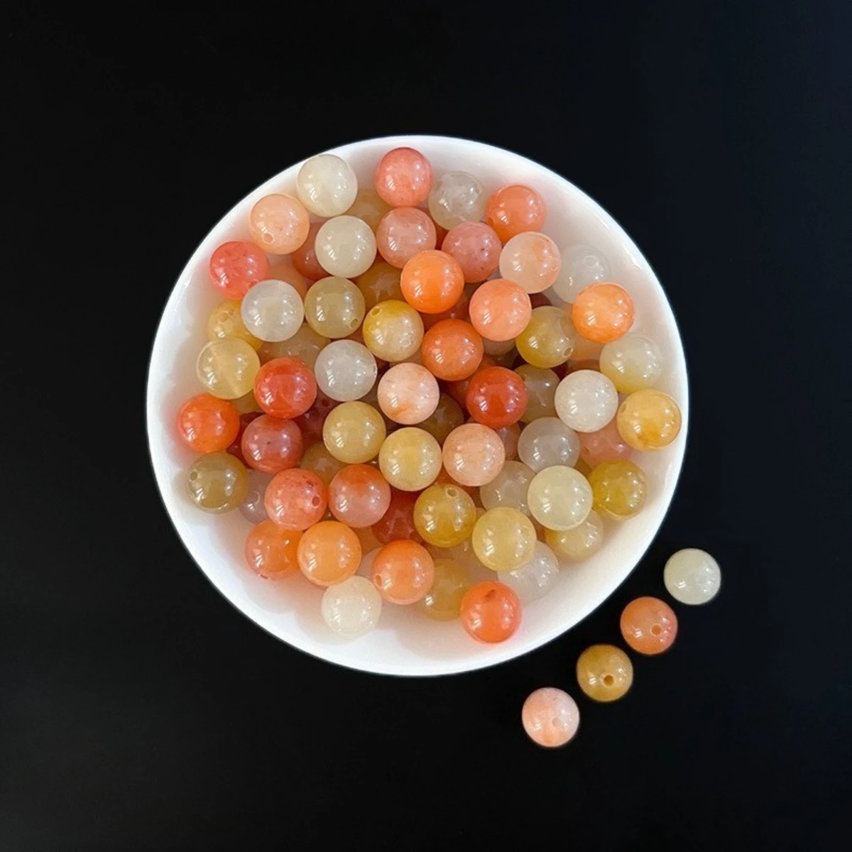 30pcs 6mm-10mm Gold Color Enhanced Jade Beads