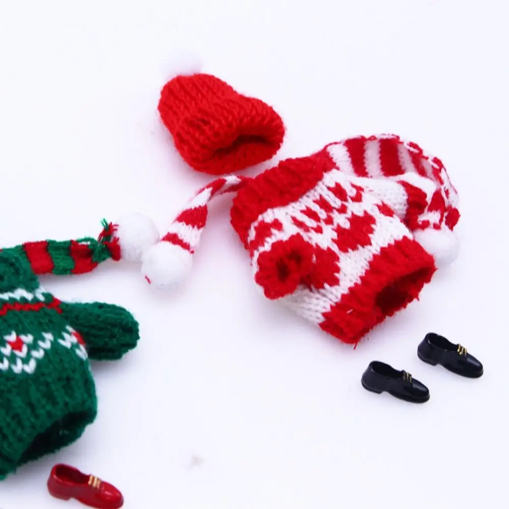 1/12 Pop Trui Sjaal Hoed Breiwol Pop Accessoires Mini Kerst Caps Kerst Ornament Veelkleurig