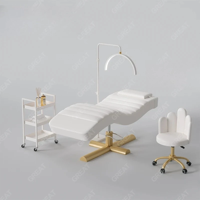 Spa Massage Bed, FB-113, Pink Leather, Adjustable Reclining Backrest, Stainless Steel Frame, Beauty Salon Furniture