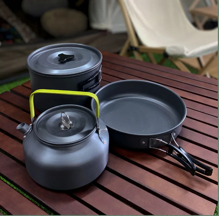 Aluminum Alloy Outdoor Cooker Set 1-2 Person Camping Stove Set Pot Combination Portable Picnic Tableware Other Camping