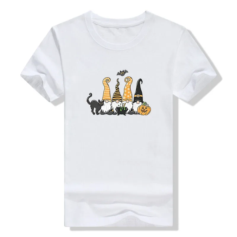 

Womens Halloween Gnomes Print T-Shirt Funny Cute Gnome Witch Shirt Pumpkin Graphic Casual Fall Tee Tops Women Clothes