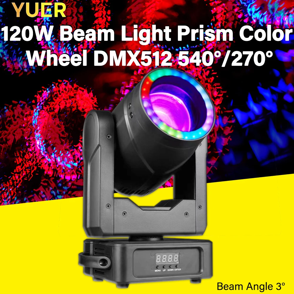 

YUER 150W LED Beam Light with 120W CREE LED Prism 8/18 Color Wheel DMX512 540°/270° for Stage Club Events DJ Bars disco Party