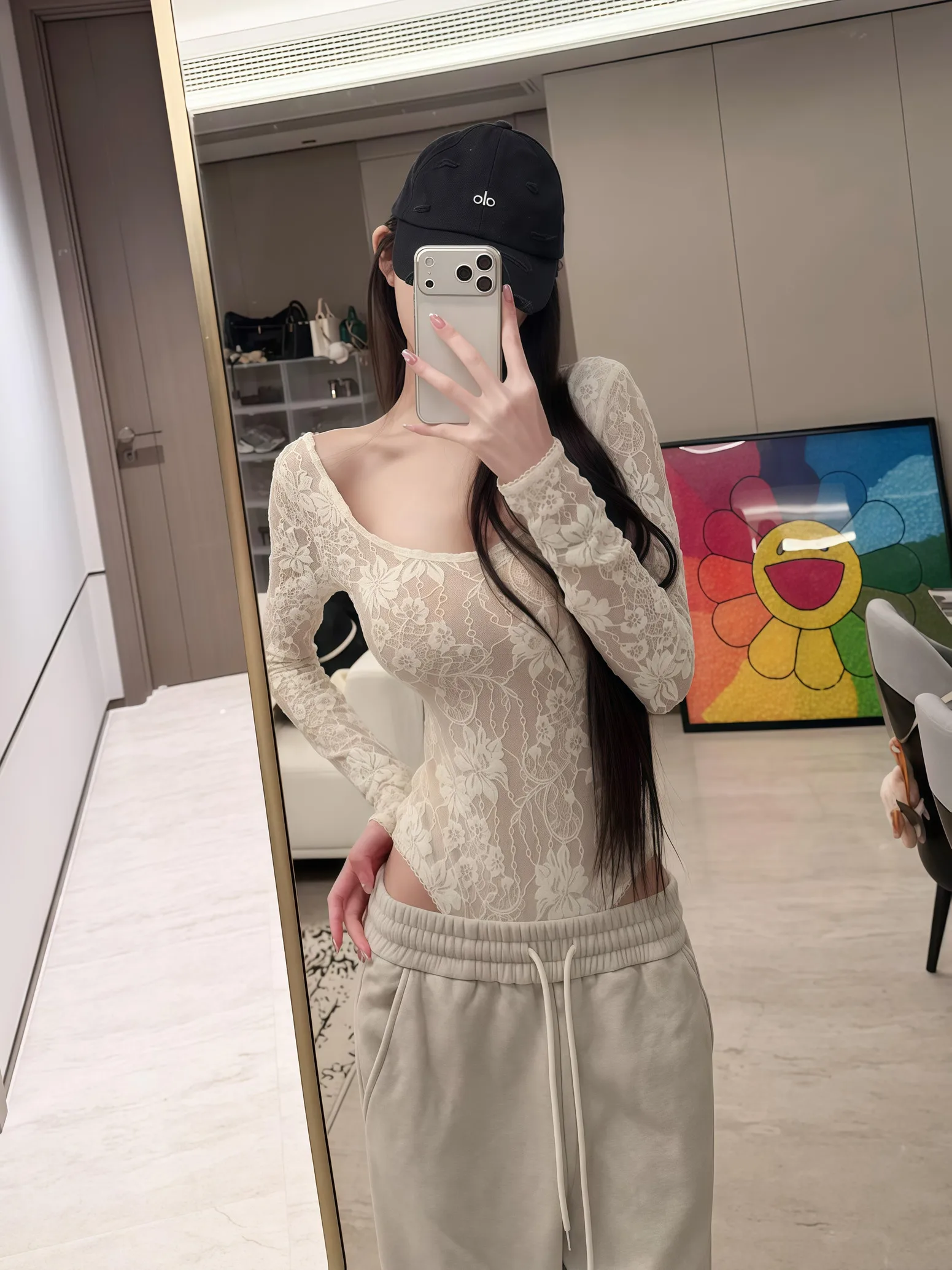 

Сексуальная кружевная длинная футболка-комбинезон Све, женская осенне-зимняя утягивающая базовая футболка с высокой талией, круглая, с цветочным узором