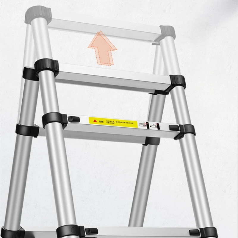 1.4+1.4M Aluminum Folding Ladder Telescopic Scaffold Steps Retractable Multi-Purpose Ladder for Household Use view 3