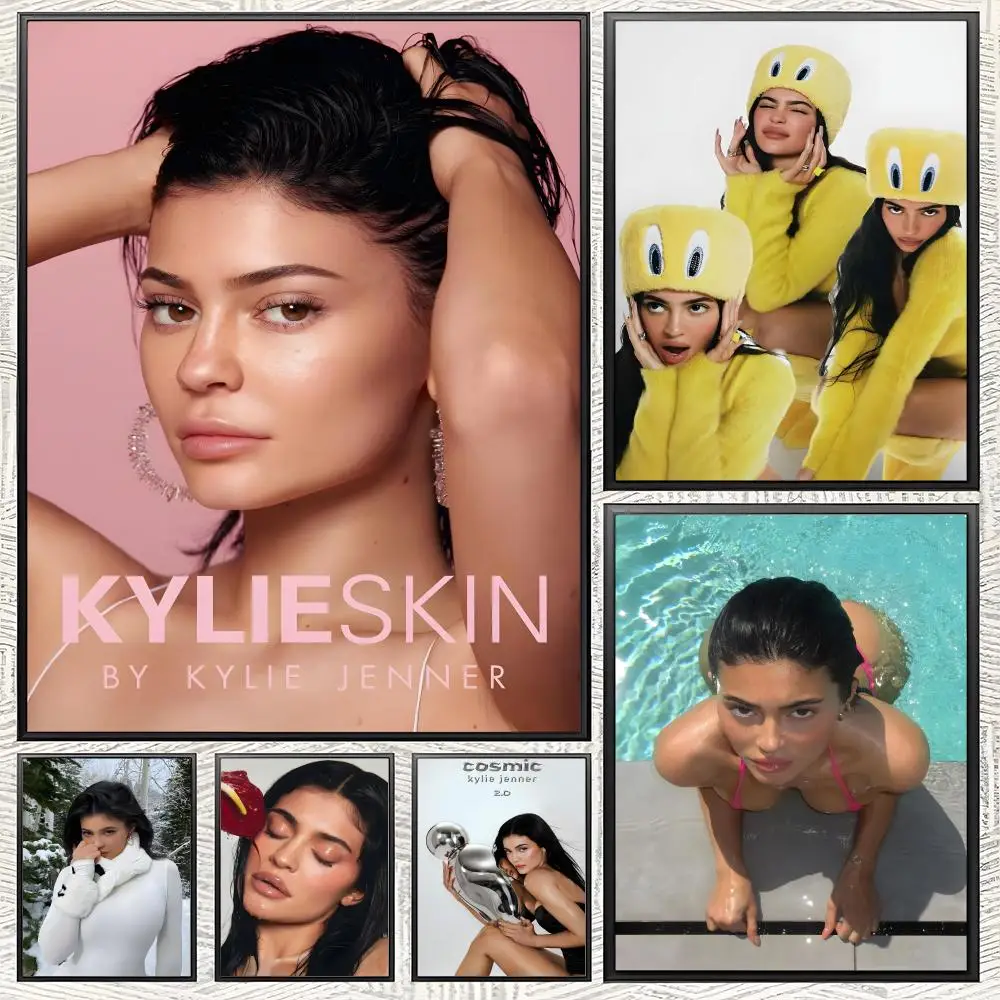 Pôster da Celebridade K-Kylie J-Jenner, Impressão em Papel Autoadesivo para Decoração de Casa, Sala de Estar, Quarto, Entrada, Bar, Café