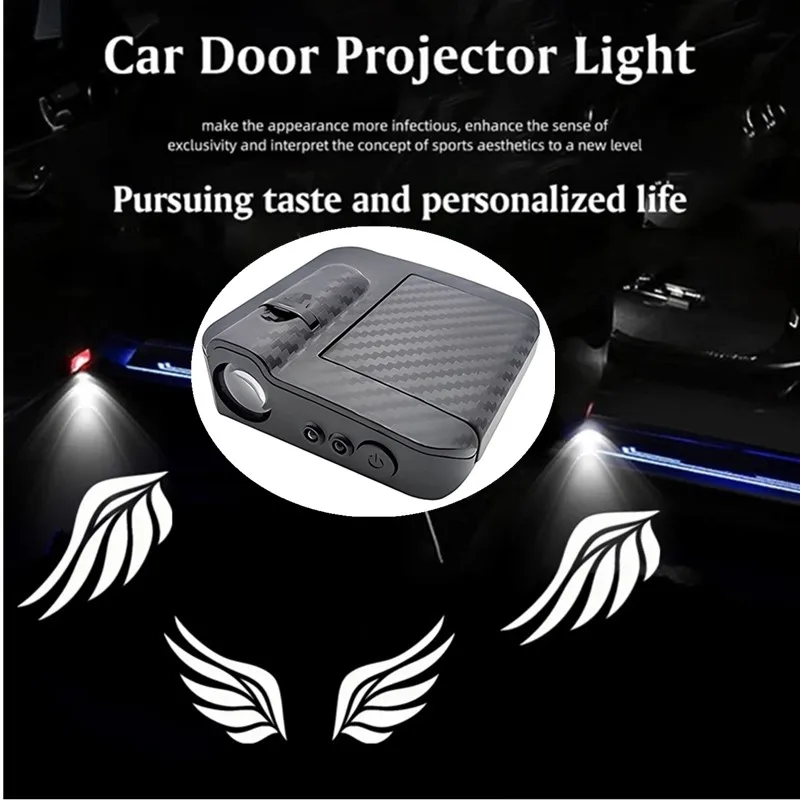 2pcs Car Door Projector LED Shadow Lights Lamp Car Accessories For Universal vehicle models Car Logo Wireless Courtesy