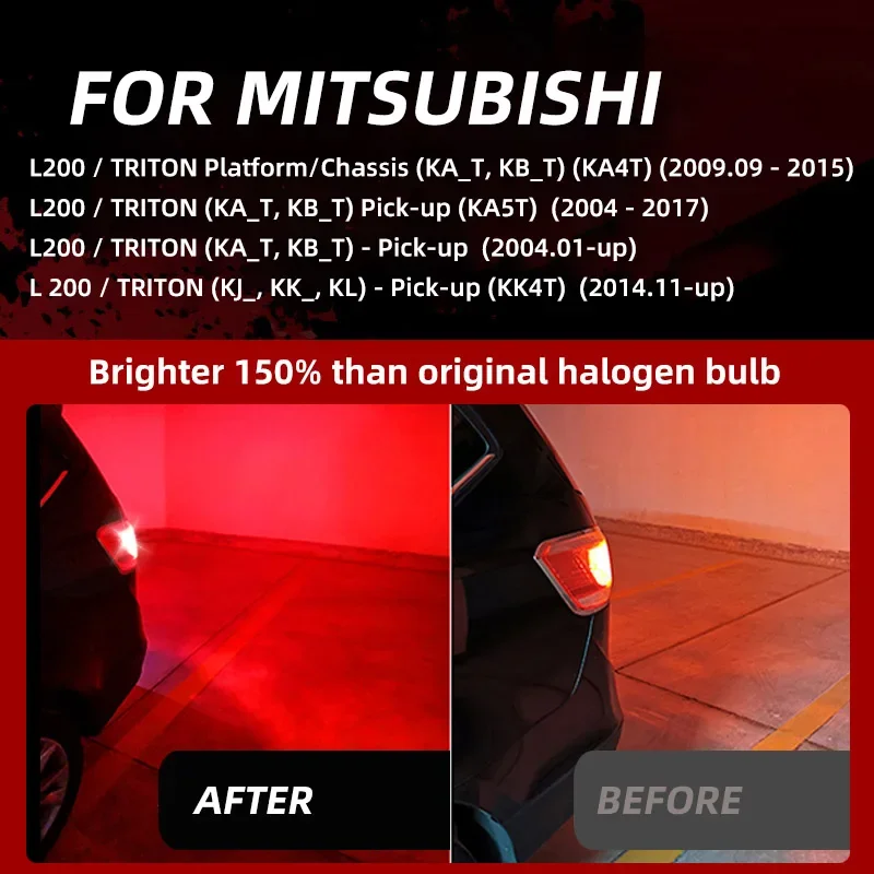 For Mitsubishi L200 Triton KA4T KA5T KK4T LED Brake Stop Tail Lights Blubs Red 2006 2008 2010 2012 2013 2014 2015 2016 2017 2018
