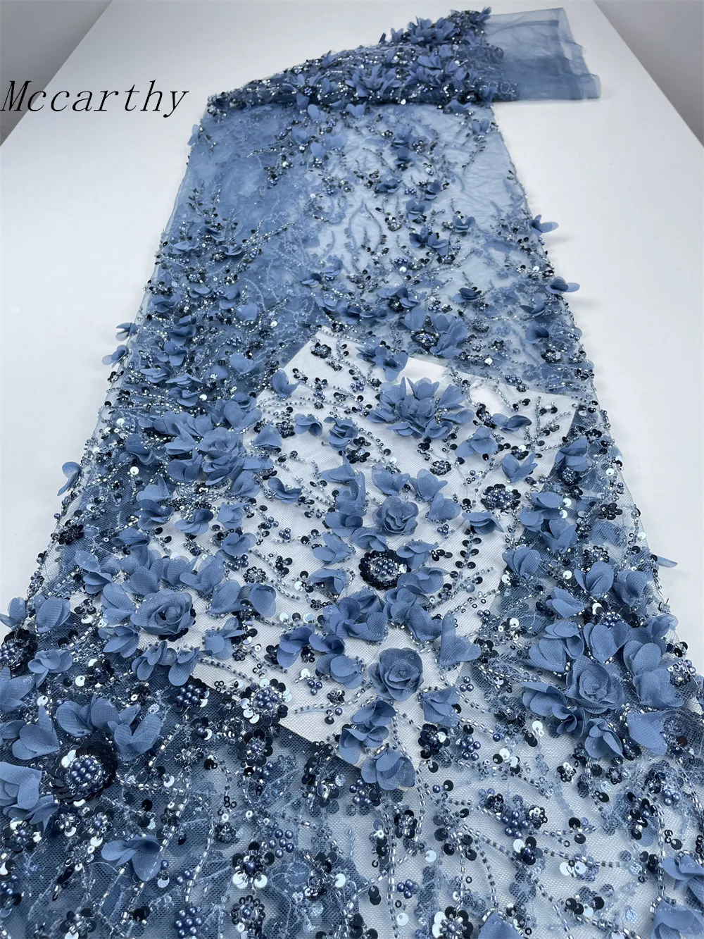 

Mccarthy Blue 3D Flower Beaded Lace Fabric African Lace Wedding Dress 2025 Nigerian Pink 3D Flower Lace Fabric for Sewing HY85YN