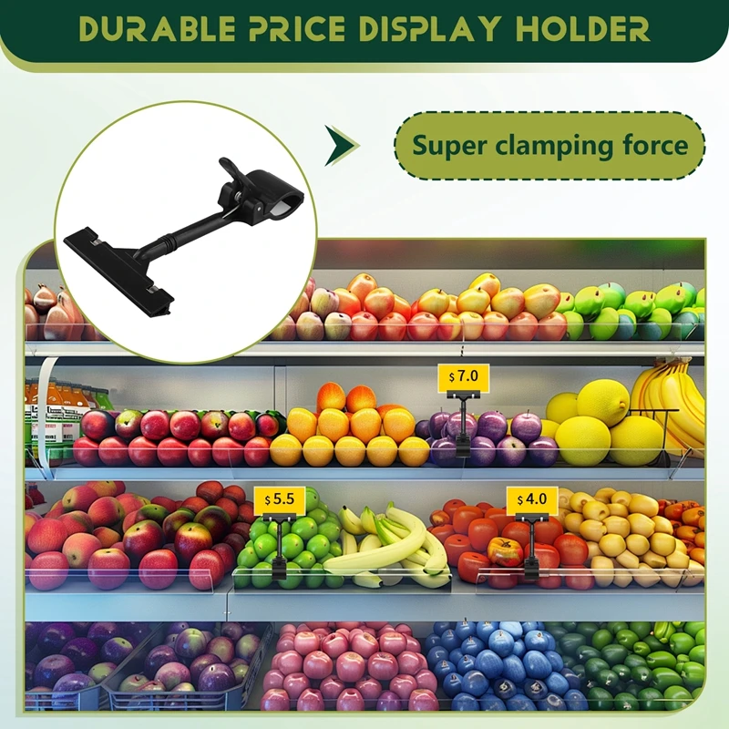 10PCS Adjustable Plastic Sign Holder,Clip-On Style Double Head Display Clips Rotating Reuse Sign Price Tag For Store