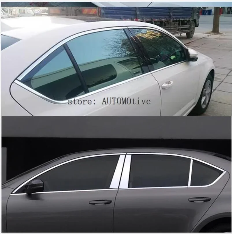 8pcs Stainless Window Bottom Sill Frame Cover Molding Trim For Skoda Octavia A7 MK3 2015 2016 2017 2018 2019 2020