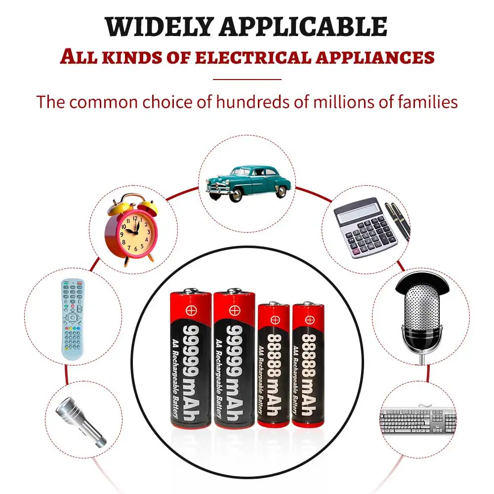 New Brand 1.5V AA 1.5V AAA  Alkaline 1.5V Clock Toy Camera Battery Rechargeable Battery+USBcharger rechargeable battery