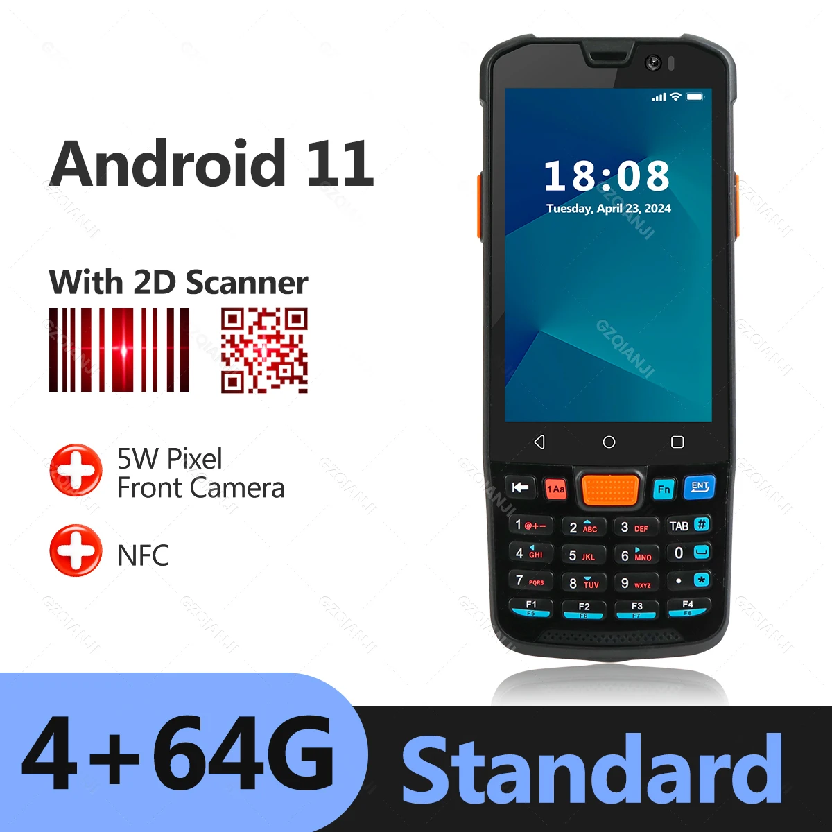 Go! Android 11 PDA Handheld Terminal Data Collector with 1D Barcode 2D QR Scanner NFC 2/3/4G WiFi Bluetooth 3G+32G/4G+64G