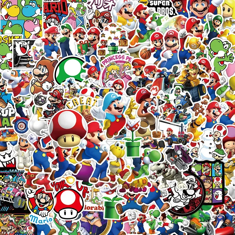 50/100Pcs Cute Game Super Mario Bros Cartoon Stickers Anime DIY Phone Laptop Luggage Skateboard Vinyl Kawaii Decal for Kid