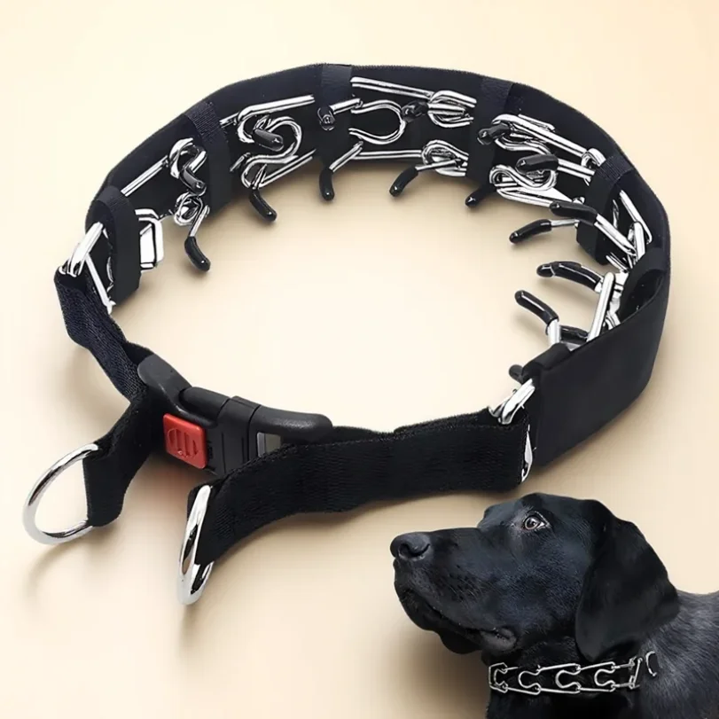 

Dog Prong Training Collar Choke Pinch Collar with Rubber Comfort Tips Quick Release Snap Buckle Adjustable for Puppies Dogs