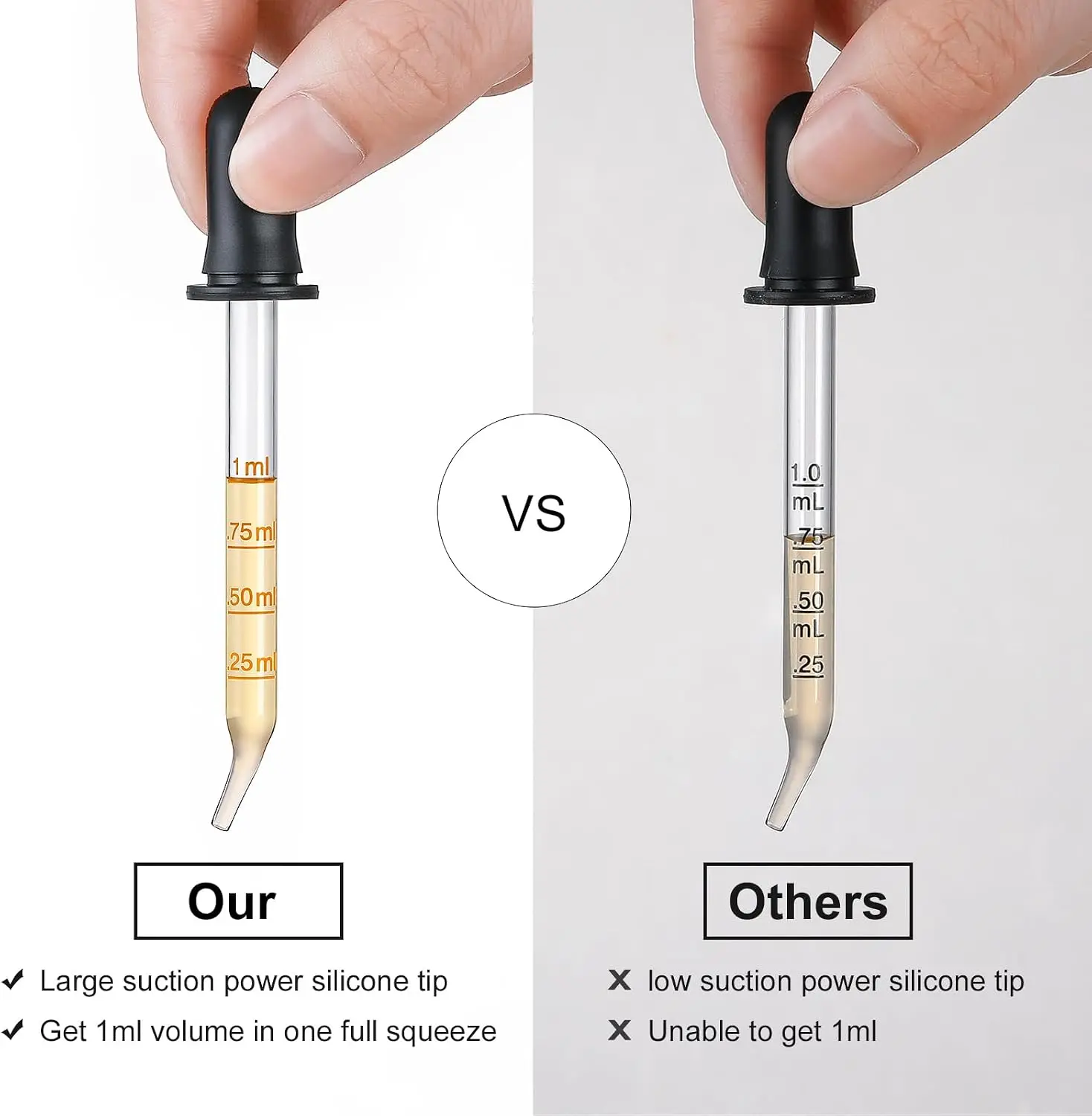 4pcs1 ml glass dropper, with scale, with long type, short type, curved type and straight type, for laboratory and essential oil - view 3