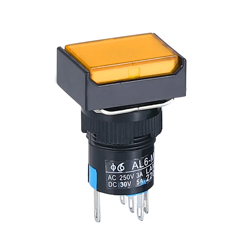 6mm 3 v5v12v24v220v 1 no1nc/2 no2nc momentane/Verriegelung lampe beleuchtete Druckknopf schalter mit Licht/kein LED-Rechteck