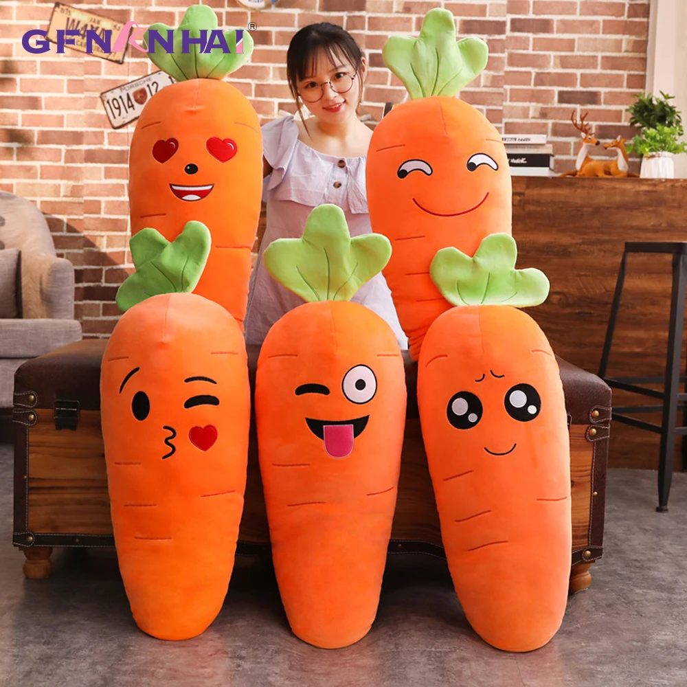1pc 45/70/90cm Cartoon Smile Carrot Plush Toy Cute Simulation Vegetable Carrot Pillow Dolls Stuffed Soft Toys for Children Gift