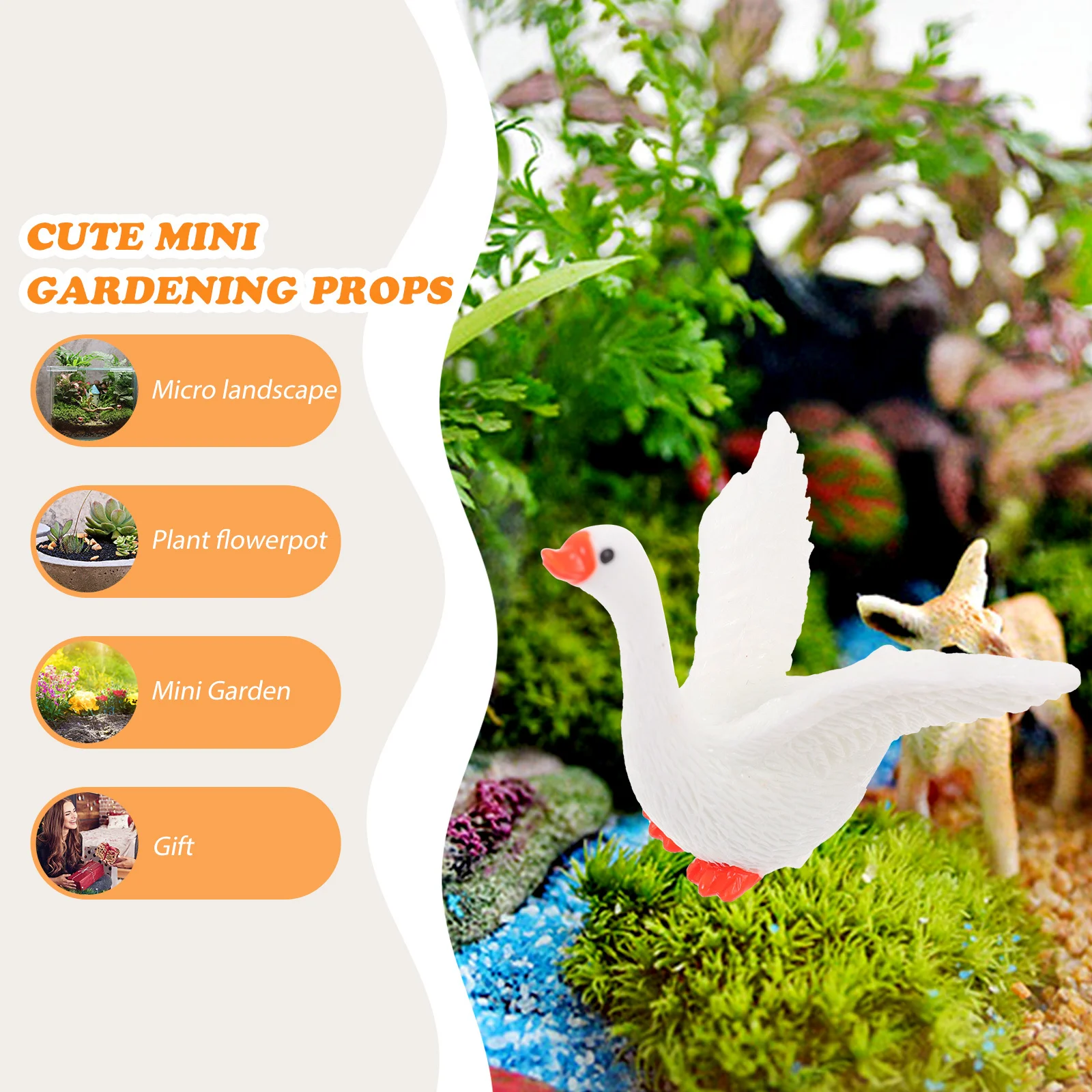 

8pcs Mini Resin Swan Decor Resin For Micro Landscape Garden Bonsai Ornament Home Tabletop Statue Craft