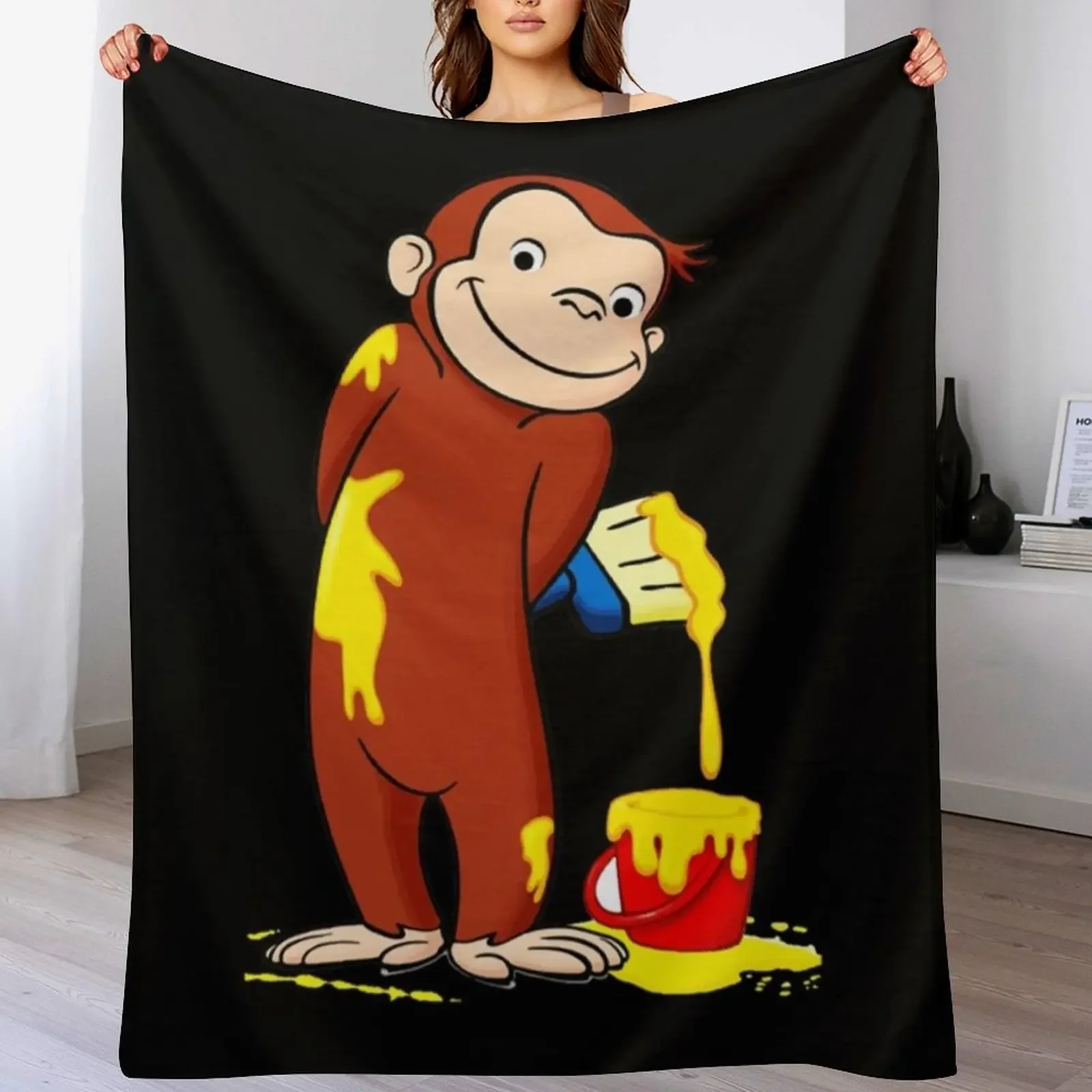 

Curious George monkey with yellow Throw Blanket Fade Resistant Durable Throw Blanket