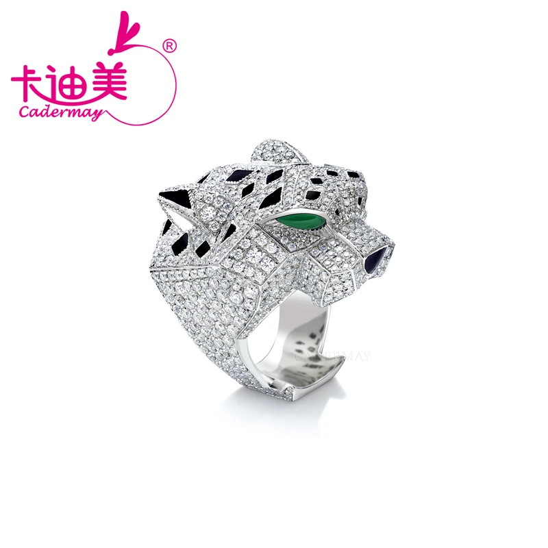 CADERMAY D VVS1 Moissanite Rings S925 Sterling Silver Party Hip Hop Panther Animal Ring Customized Fashion Jewelry For Men