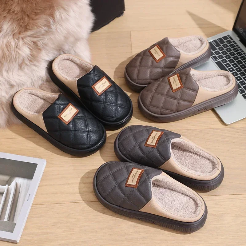 الرجال الشتاء الدافئة اضافية كبيرة النعال رجل منزل في الهواء الطلق عدم الانزلاق النعال الراحة المنزل داخلي غرفة نوم قصيرة أفخم أحذية قطنية