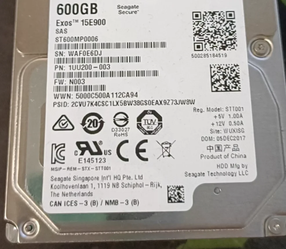 

Для серверного жесткого диска 600G 15K 2.5 SAS 12 ГБ ST600MP0006 600 ГБ