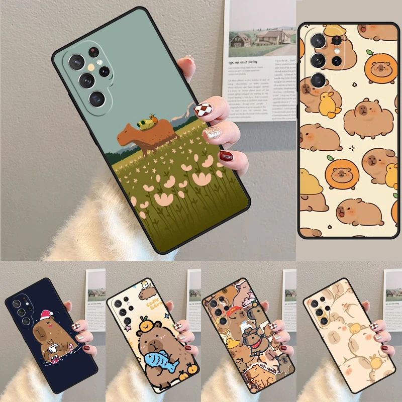 Niedliche Cartoon-Capybara-Handyhülle für Samsung Galaxy Note 10 Pro S26 Ultra S23 S24 FE S25 S21 S22 PLUS Stoßfeste Schutzhülle