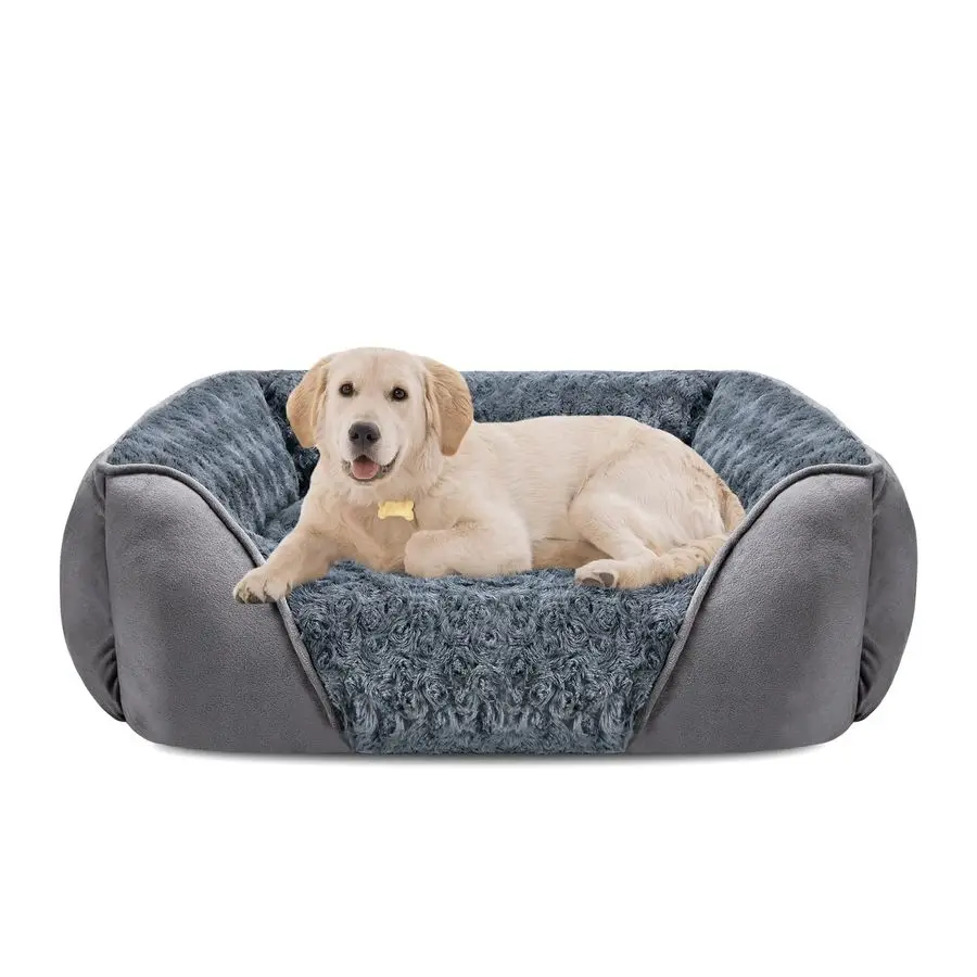 

Large Dog Bed for Large Medium Small Dogs, Rectangle Washable Orthopedic Dog Bed, Soft Calming Sleeping Puppy Bed Durable Pet Cu