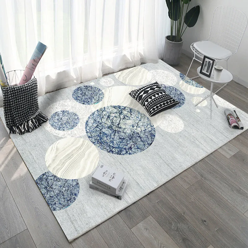 Nordic Style Living Room Carpet Circle Geometric Bedroom Parlor Area Rug Crystal Velvet Kitchen Bathroom Mat Non-slip Doormat