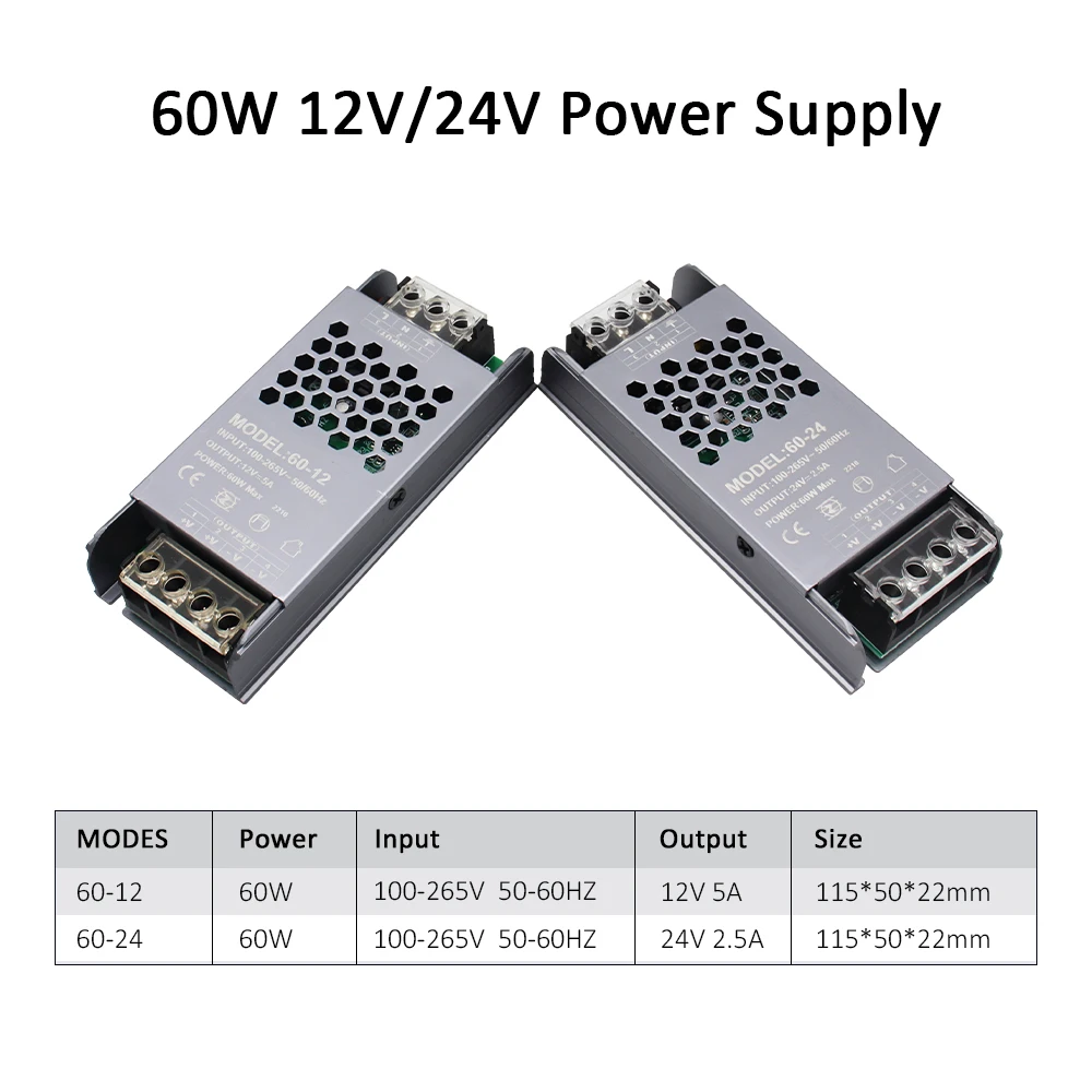 Zasilacz MJJC 12V 24V 60W 100W 200W 300W 400W 110V 220V 230V AC do 12 24V DC Sterownik taśm LED Transformator oświetleniowy