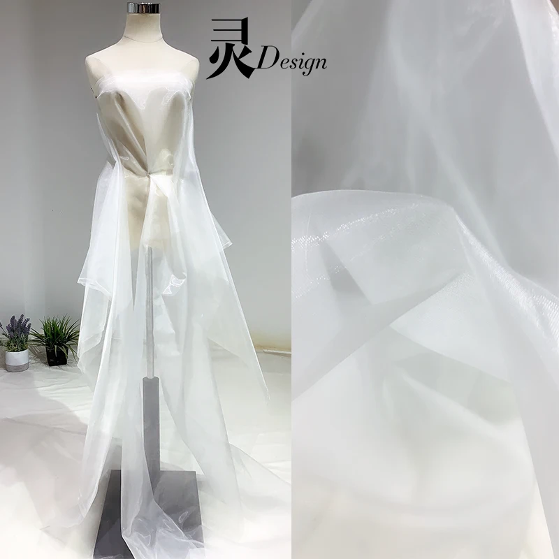 Mesh Fabric Soft Perspective White Wedding Fashion Dress Clothing Designer Diy Sewing Material By The Meter Wholesale