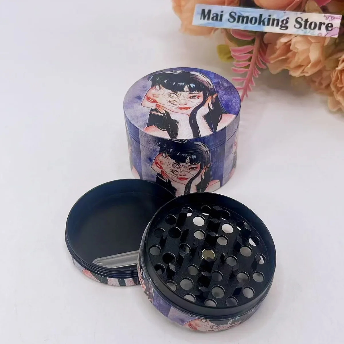 2 بوصة كاواكامي عشب طاحونة معدنية دليل التوابل الفلفل مطحنة الملح هاون مدقة العشب الخام التبغ طاحونة السجائر التدخين أداة