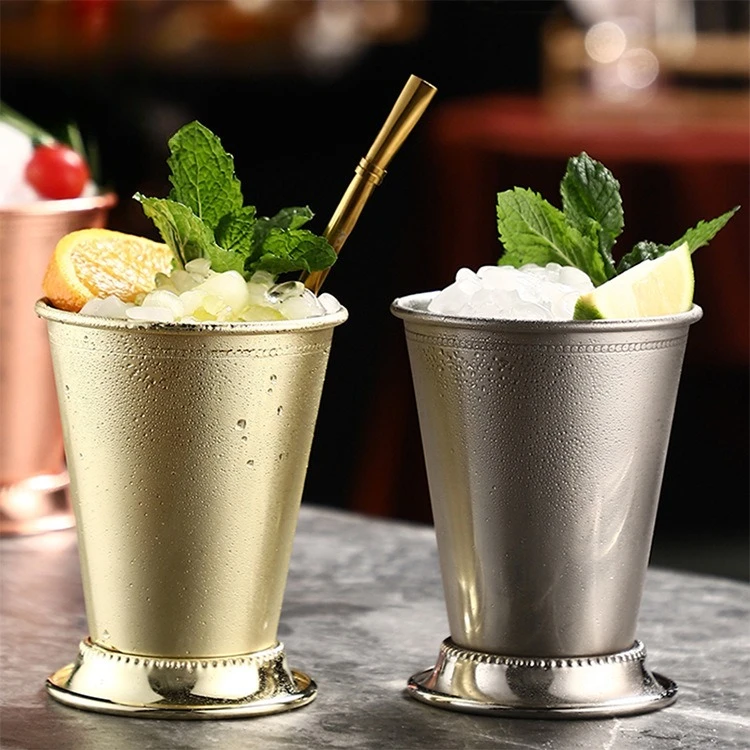 

Гофрированная коктейльная чашка Julep Mint из нержавеющей стали, металлическая чашка для холодных напитков, пива, сока, стеклянный бар, использование KTV