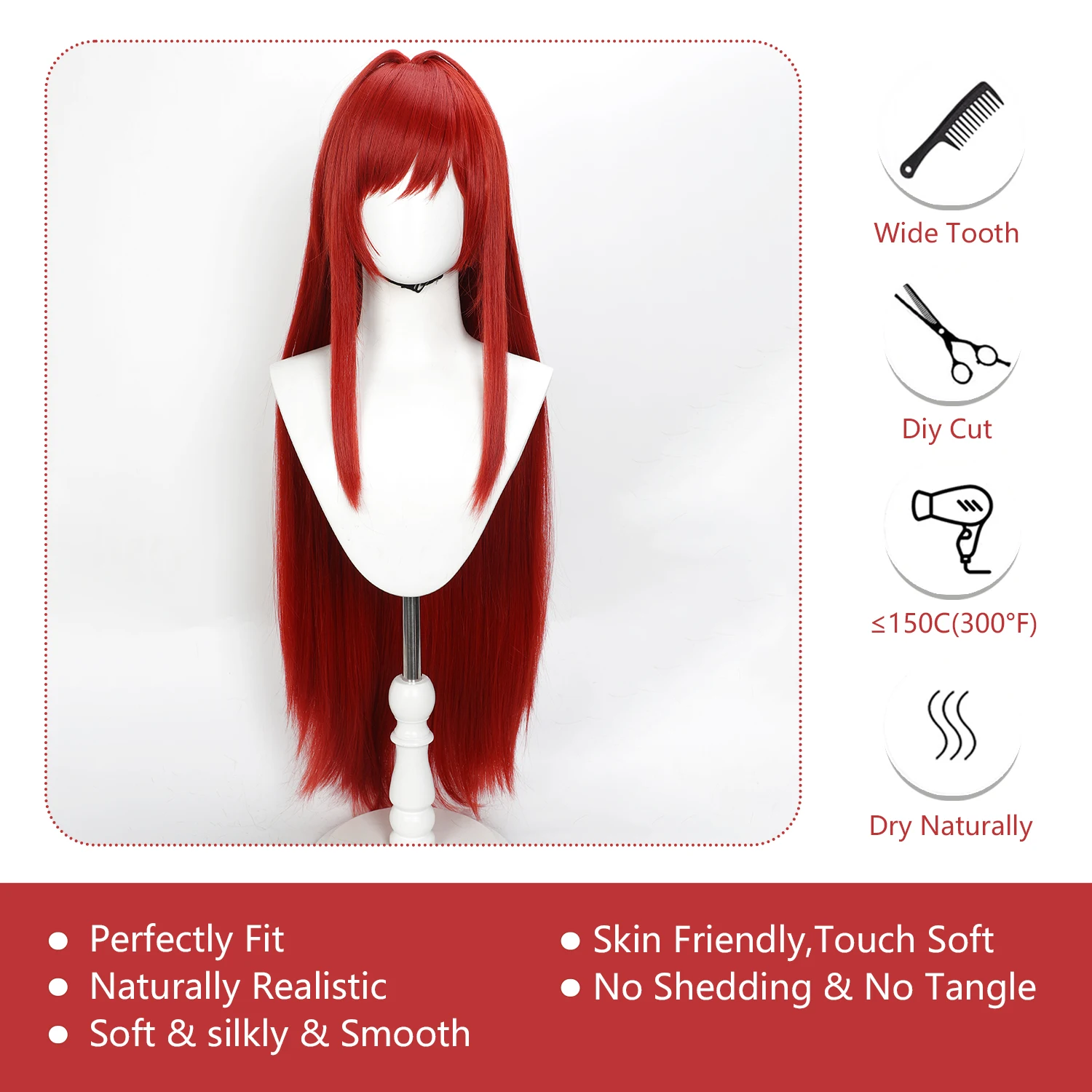 Cosplay Wig Goddess Of Victory Nikke Anime Wig Rapi Red Game Role-Play Wig Simulation Scalp Long Synthetic Wig for Anime Party