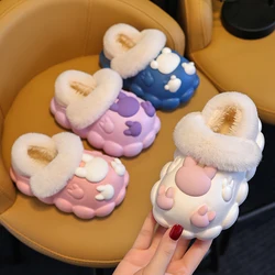 Boys Girls Cozy House Warm Plush Winter Cotton Slippers Kids Cute Indoor Comfortable Non-slip PlushShoes