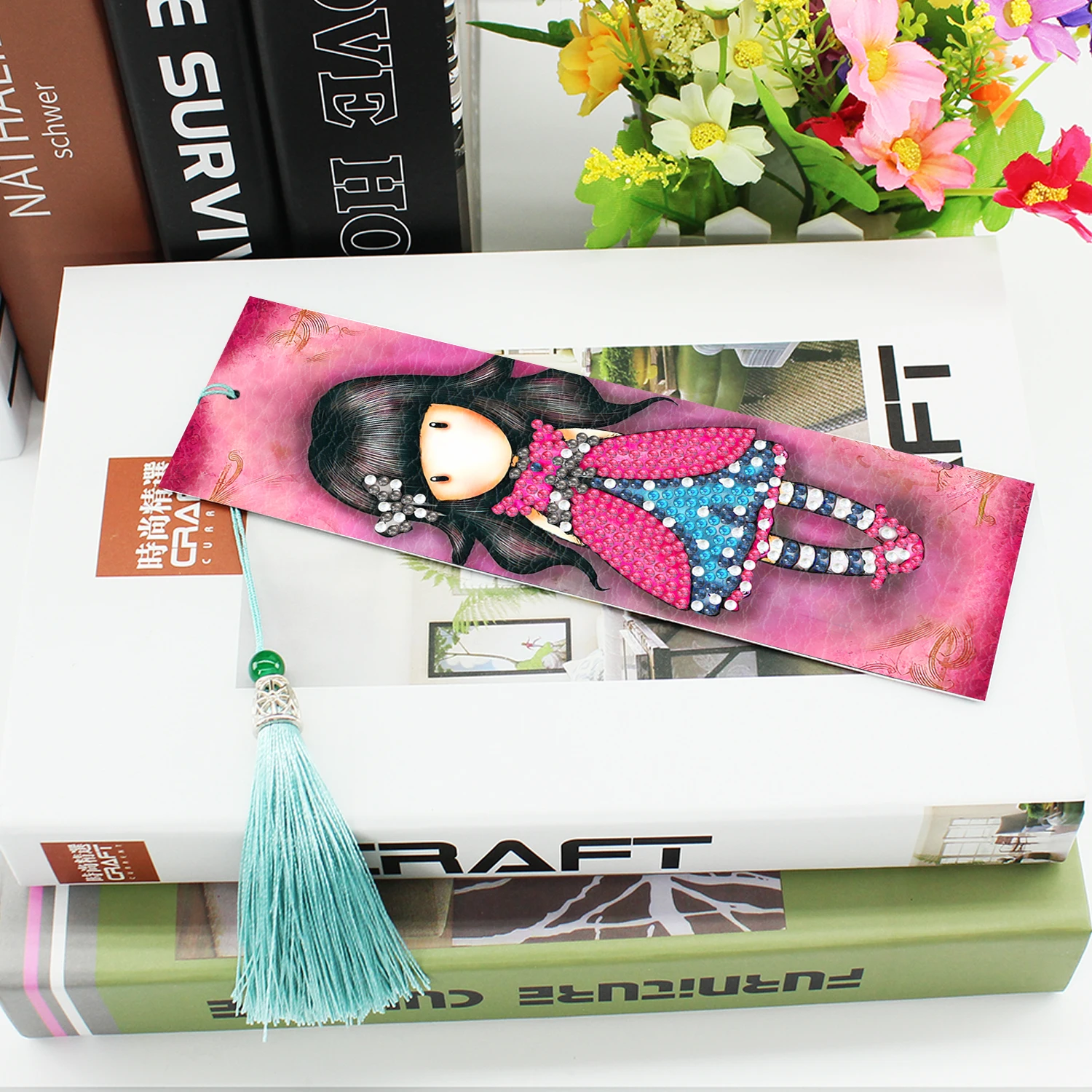 Cartoon Girl Bookmark Diamond Painted Digital Embroidery Bookmark Diy Set Book Use Bookmark Diamond Mosaic Art Student Gift