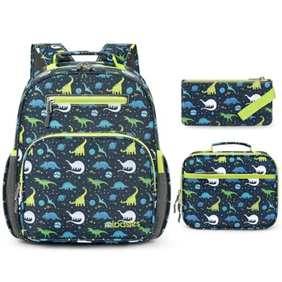 

Boys Backpack with Lunch Box: 3PCS Backpack Set for Kindergarten Elementary - 15 IN Cute Bookbag