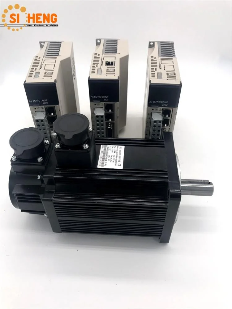 โรงงานมอเตอร์ซีเฮง มอเตอร์เซอร์โว AC 3 เฟส 3000 รอบต่อนาที 730 วัตต์ ขนาดหน้าแปลน 90 มม. แกน 16 มม. 220Vac แรงบิด 3.5 นิวตันเมตร พร้อมชุดไดรเวอร์สำหรับเครื่องพับ