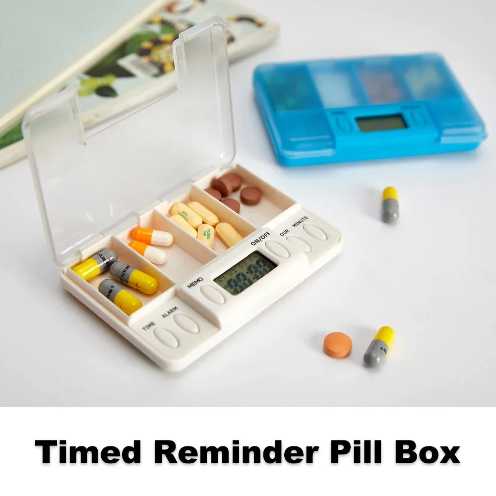 Intelligent Plastic Storage Box Electronic Timing Reminder Medicine Boxes Alarm Pills Desk Organizer Pill Container