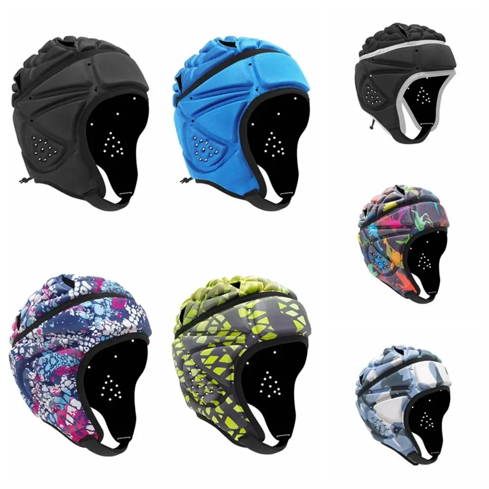 Adult Shockproof Soft Helmet EVA Head Protector Rugby Helmet Adjustable Soccer Headgear Kids Outdoor Sports